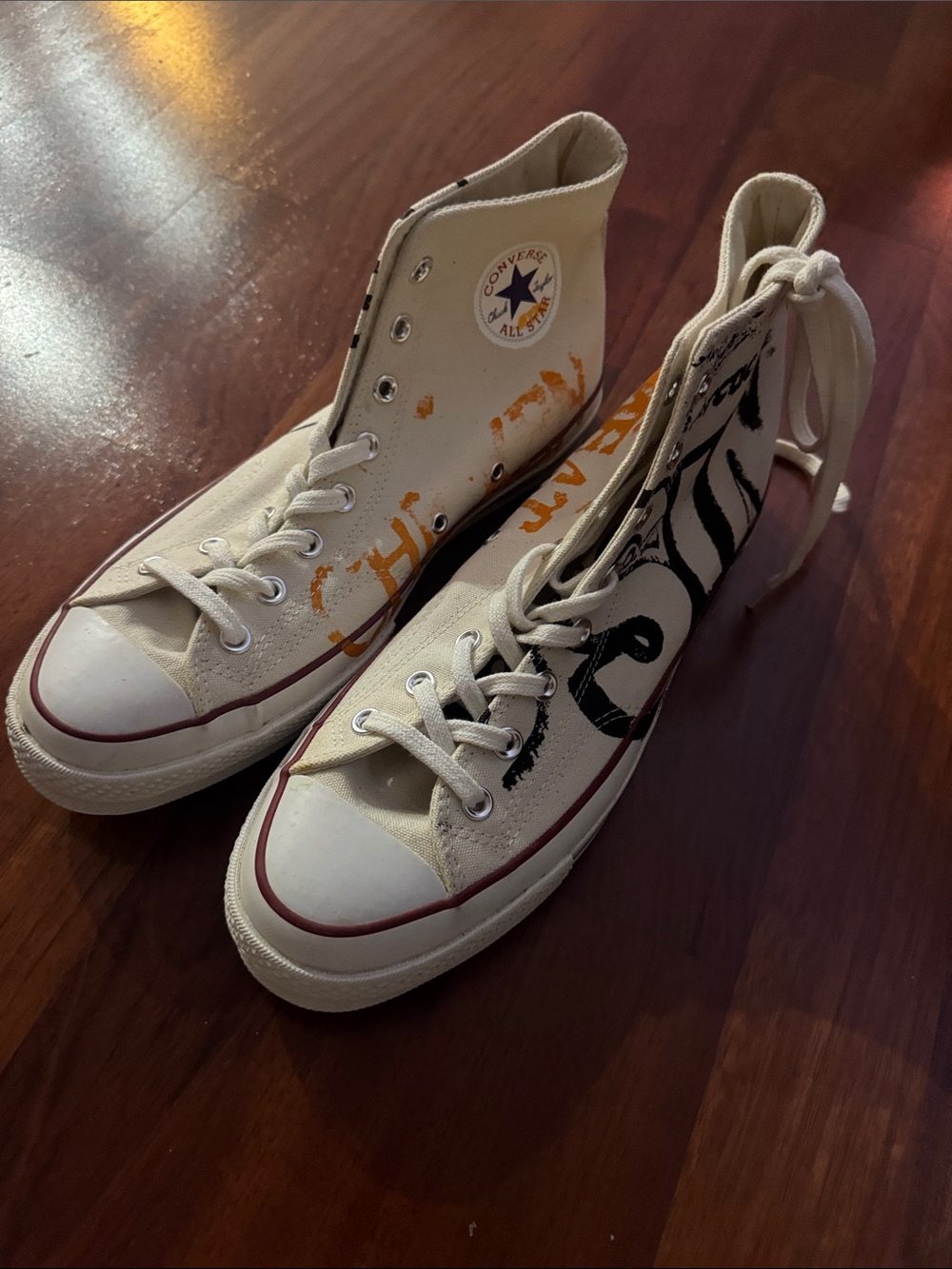 Rare Andy warhol artwork work Converse High Top Sneakers in Cream - Picture 4 of 10